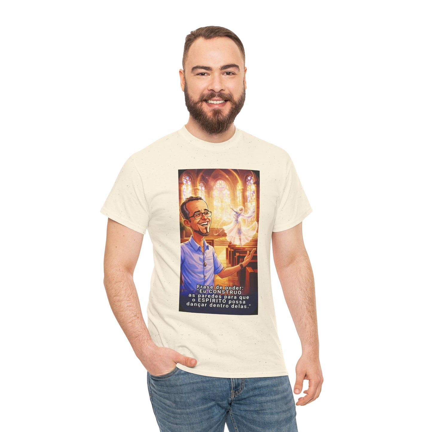 Camiseta Azimur com Frase de poder "Eu construo as paredes para que o Espírito possa dançar dentro delas."
 – Algodão Premium
