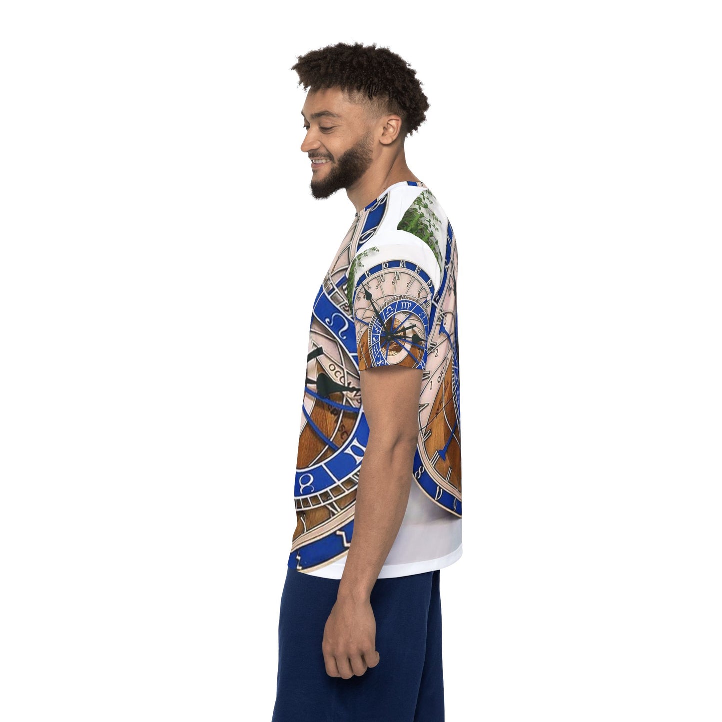 Camisa Esportiva Time Flow — Jersey Esportiva com Estampa Relógio Minimalista
