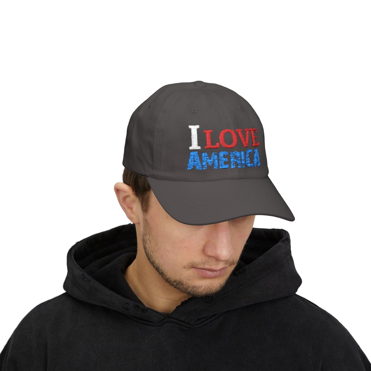 Boné Dad Hat Bordado Love 'Merica | Algodão Premium Ajustável