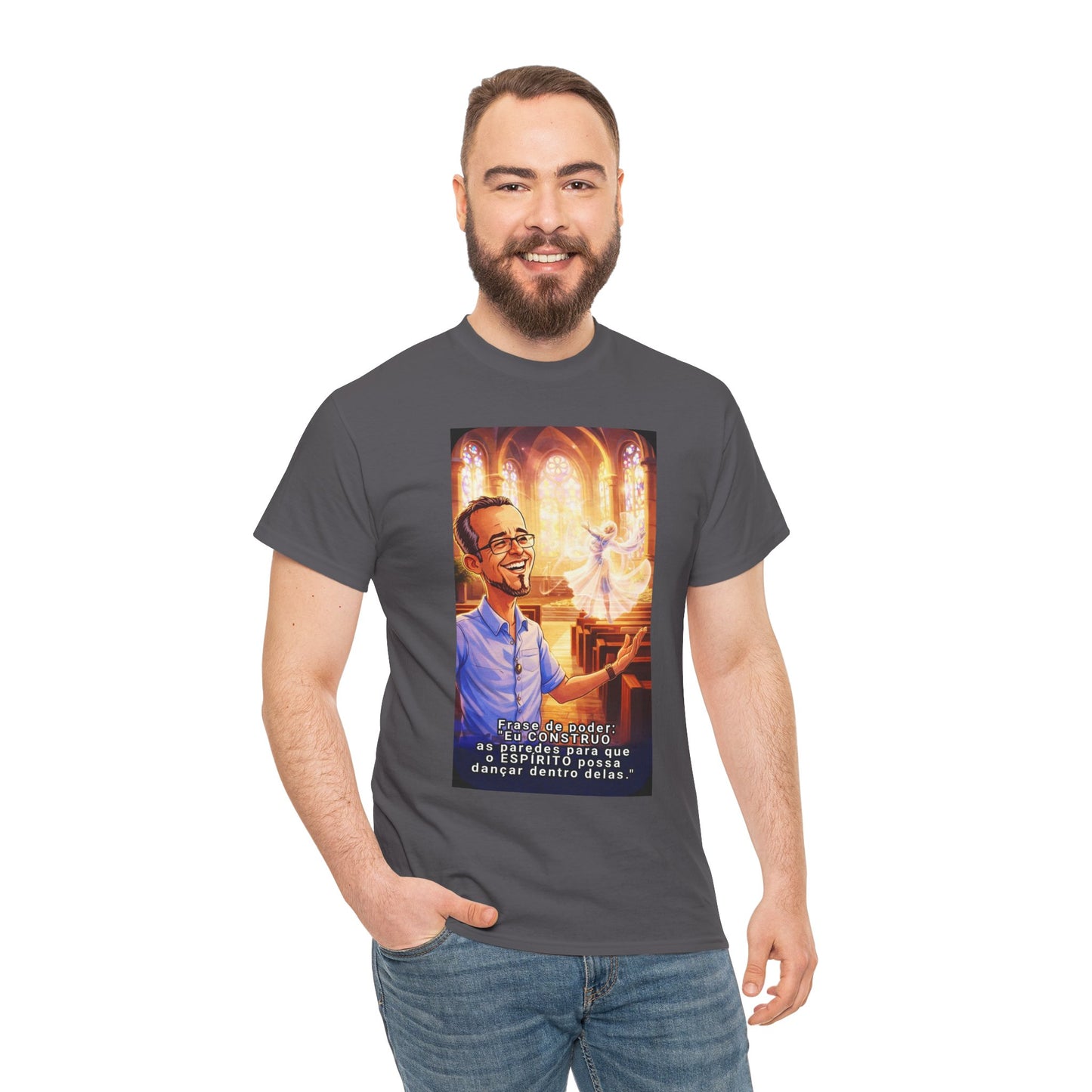 Camiseta Azimur com Frase de poder "Eu construo as paredes para que o Espírito possa dançar dentro delas."
 – Algodão Premium