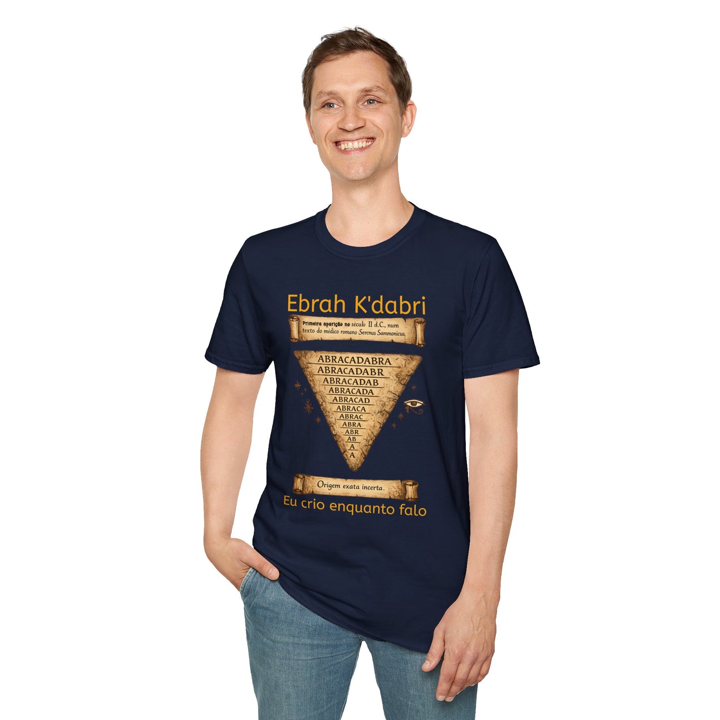 Camiseta “Ebrah K'dabri” — Frase hebraica “Eu crio enquanto falo”