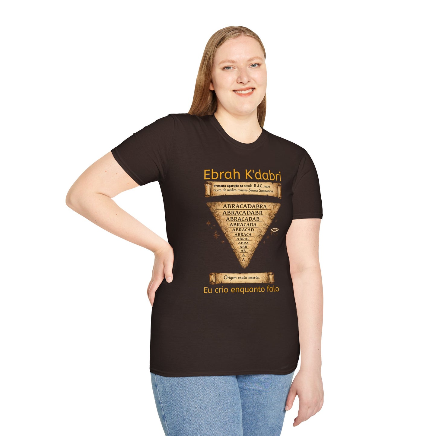 Camiseta “Ebrah K'dabri” — Frase hebraica “Eu crio enquanto falo”