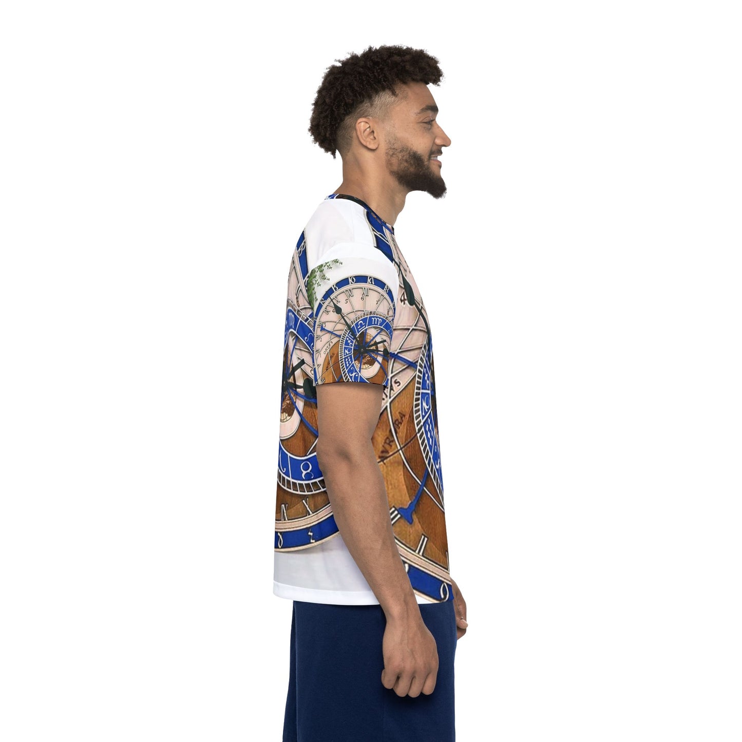 Camisa Esportiva Time Flow — Jersey Esportiva com Estampa Relógio Minimalista