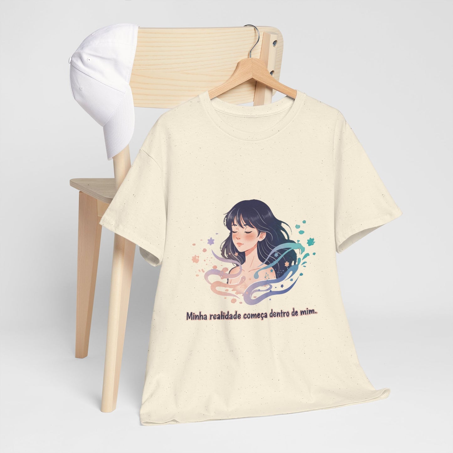 Camiseta Unissex “Minha Realidade Começa em Mim” — Algodão Premium | Afirmação de Abundância e Liberdade Interior