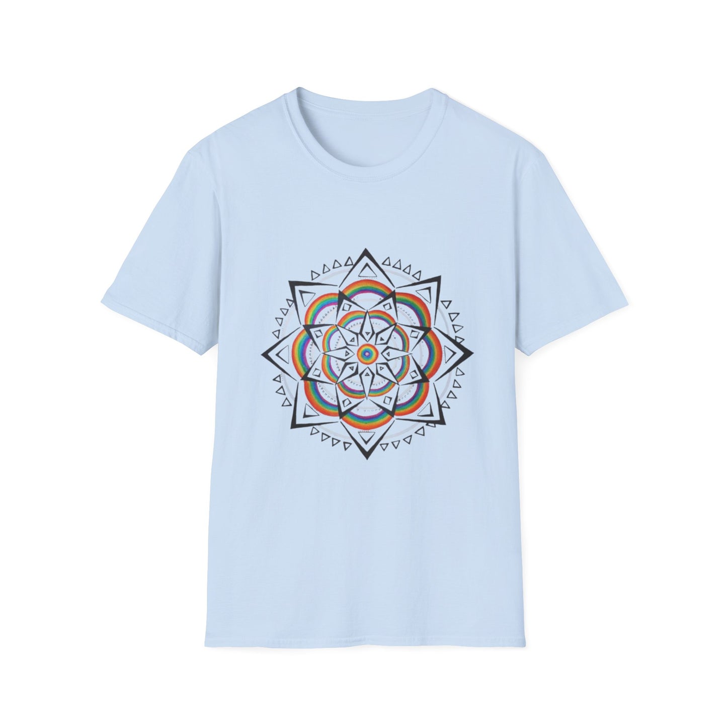 Bedrucktes T-Shirt Mandala Geometric | Regenbogen-Stammesblume Azirrague