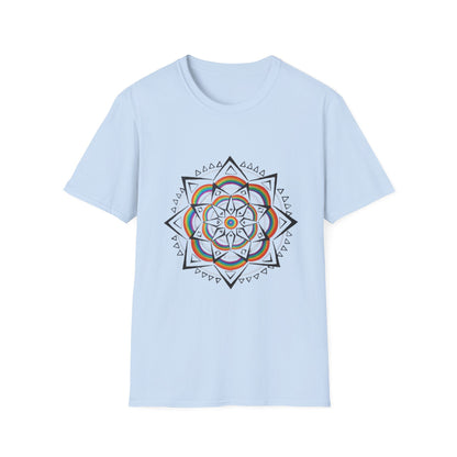 Bedrucktes T-Shirt Mandala Geometric | Regenbogen-Stammesblume Azirrague