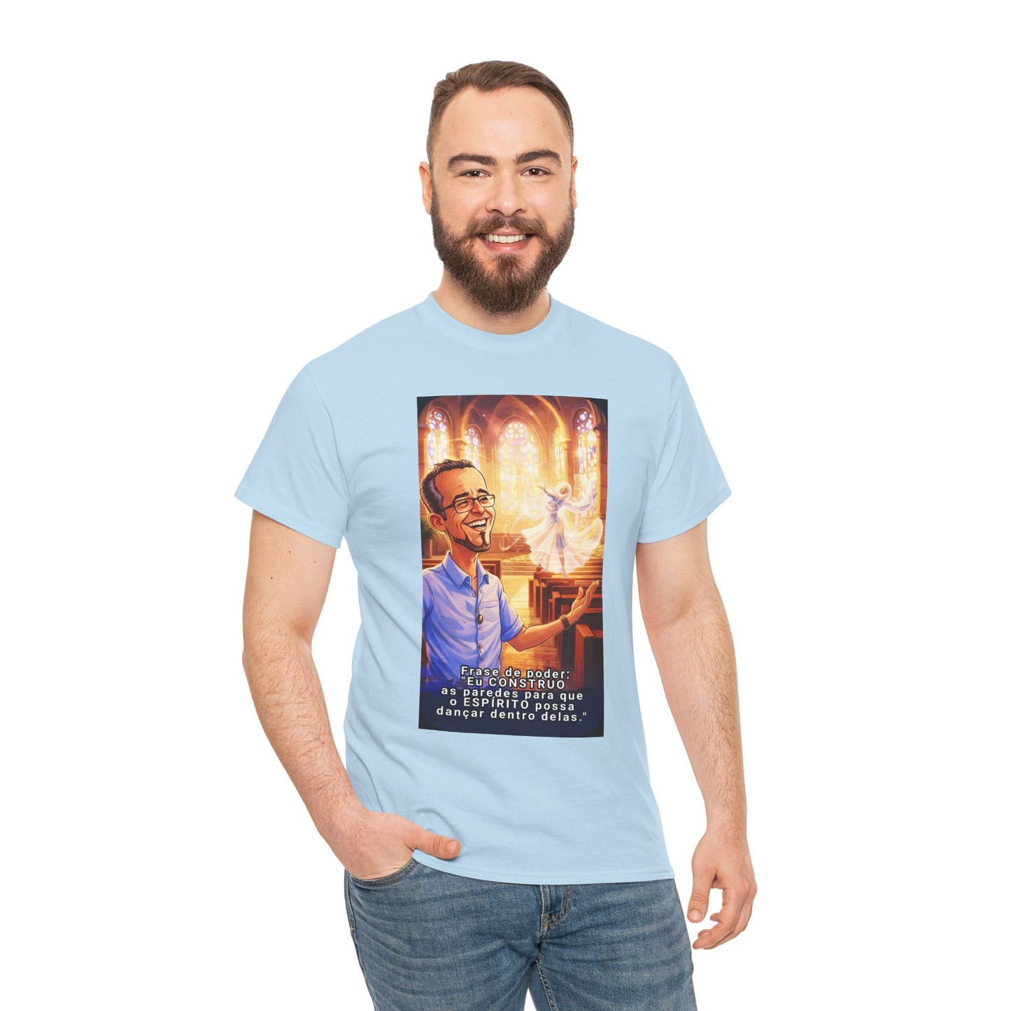 Camiseta Azimur com Frase de poder "Eu construo as paredes para que o Espírito possa dançar dentro delas."
 – Algodão Premium