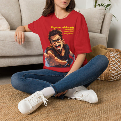 Camiseta — "Pegue na minha mão, não desista, vamos vencer isso juntos!" Camiseta motivacional com gráfico de anime português