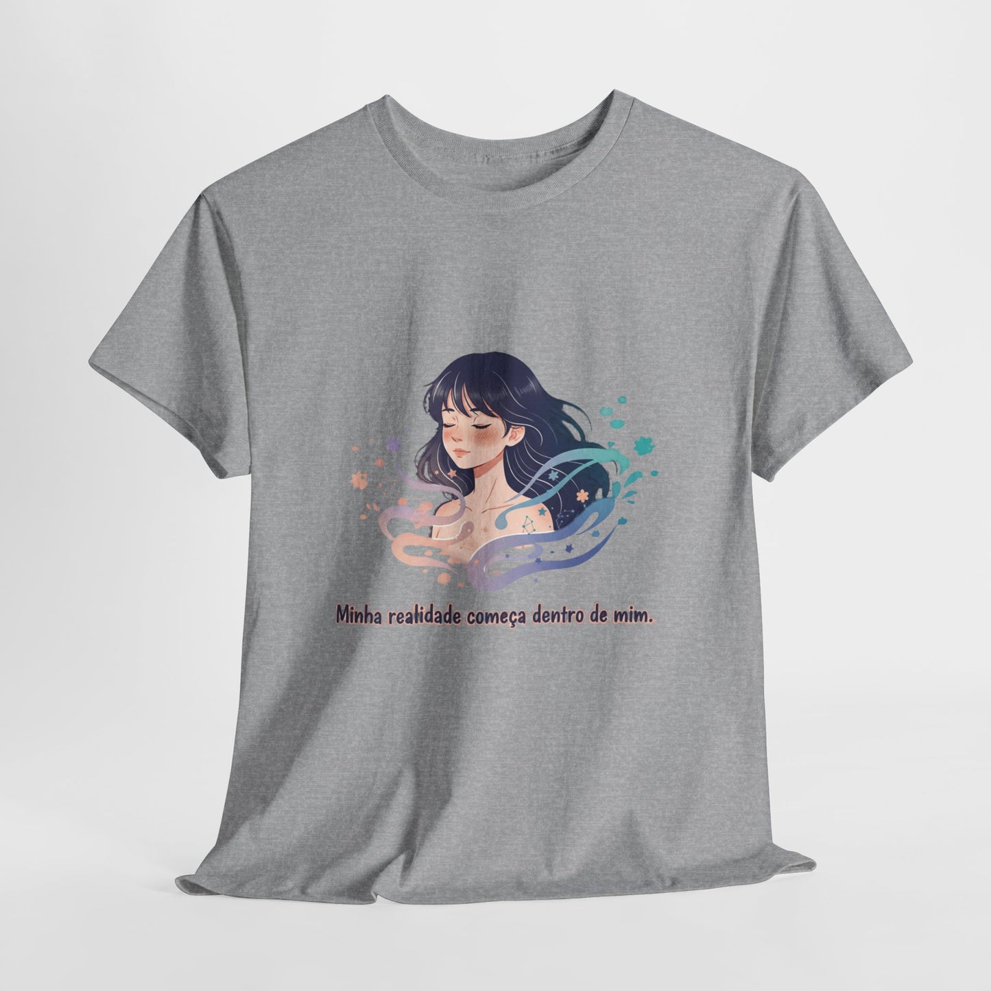 Camiseta Unissex “Minha Realidade Começa em Mim” — Algodão Premium | Afirmação de Abundância e Liberdade Interior