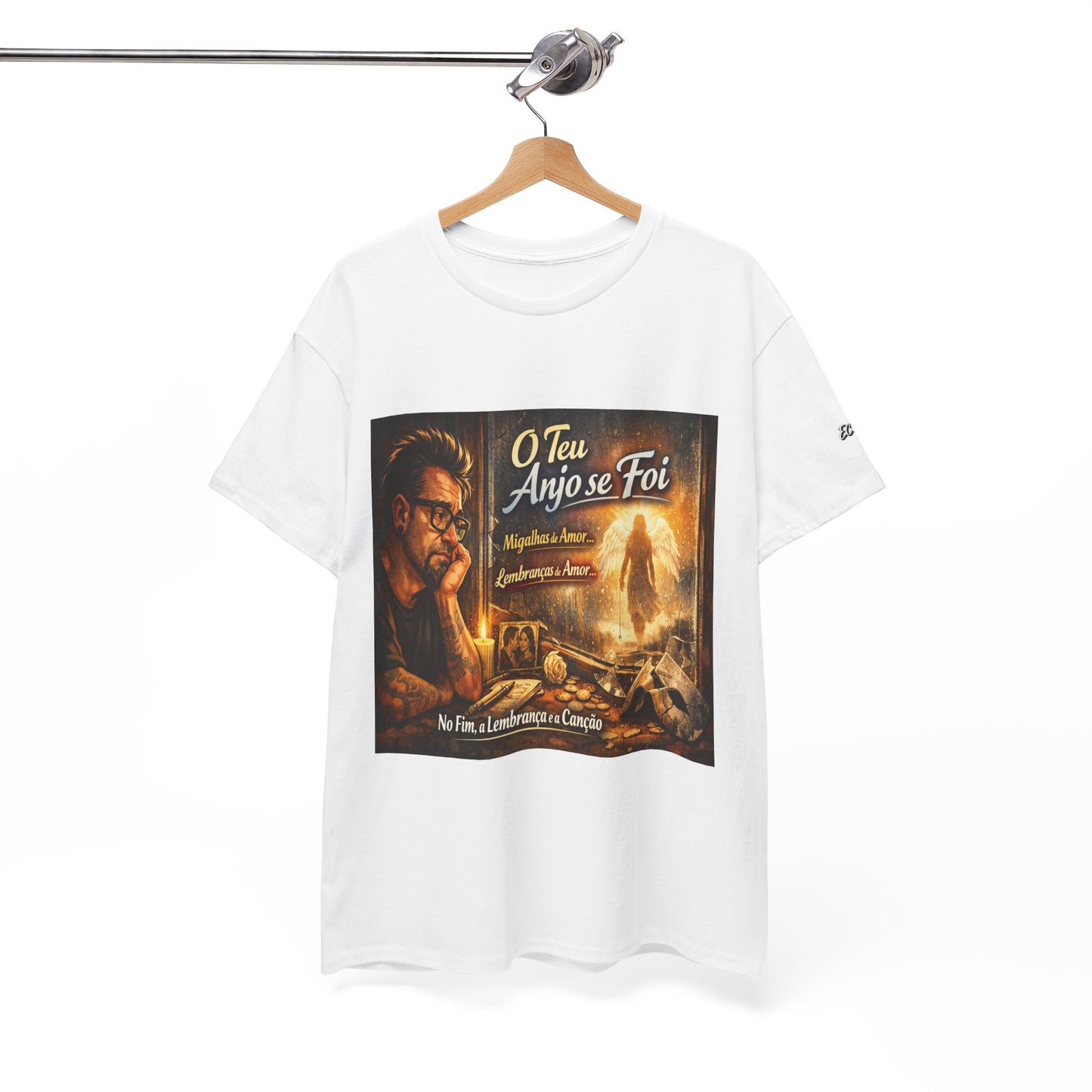 Camiseta Retrato Cinemático Streetwear – Arte Expressiva e Atmosfera Noturna