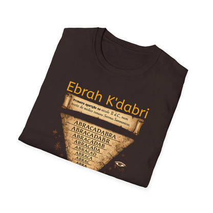 Camiseta “Ebrah K'dabri” — Frase hebraica “Eu crio enquanto falo”