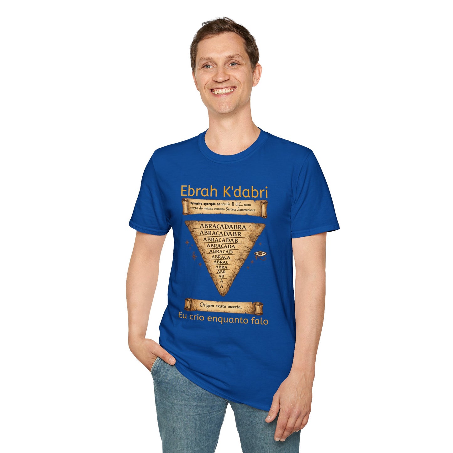 Camiseta “Ebrah K'dabri” — Frase hebraica “Eu crio enquanto falo”