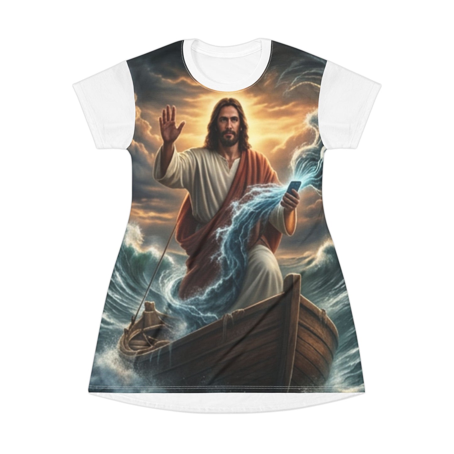 Vestido Camiseta Jesus Acalma a Tempestade – Fé e Serenidade