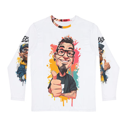 Camisa masculina de manga comprida Caricatura Azimur — Top com estampa artística de caricatura.