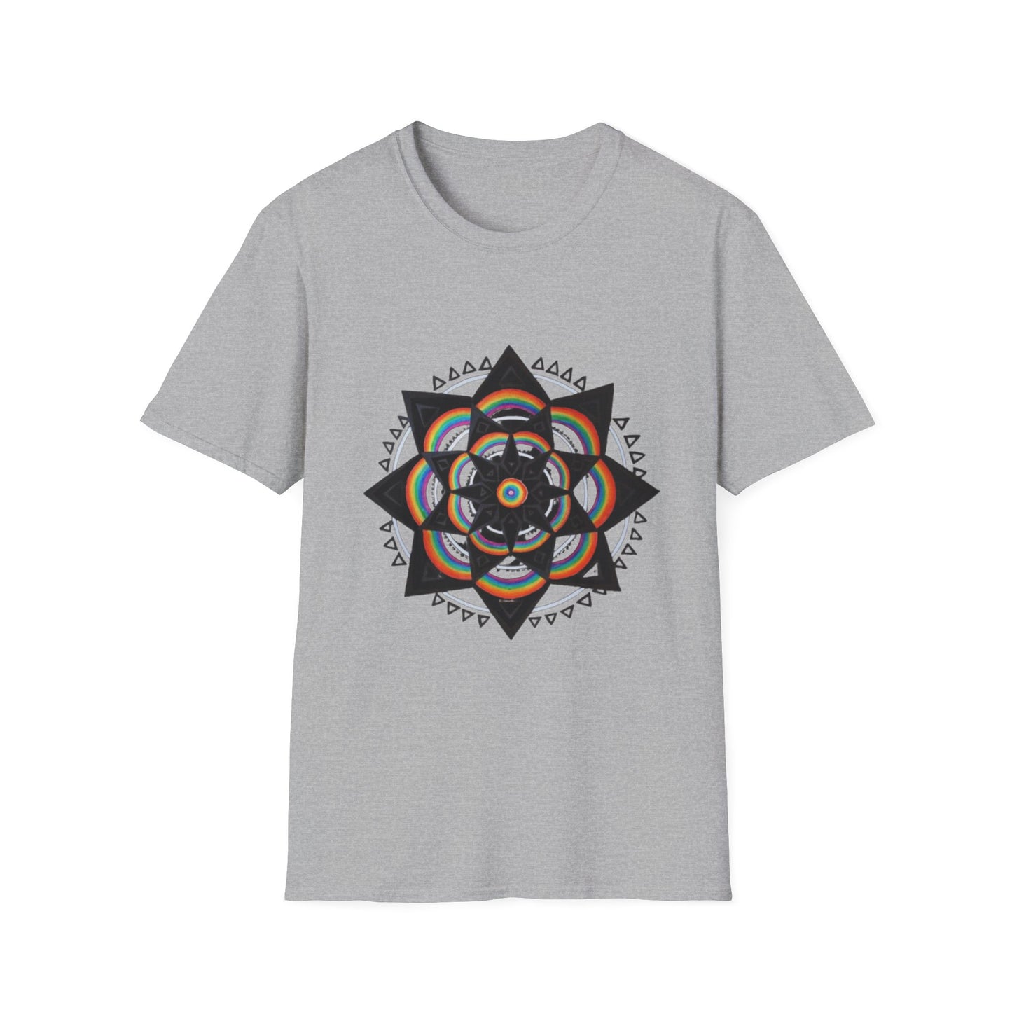 Camiseta estampada Mandala Geometric | Rainbow Tribal Flower Azirrague