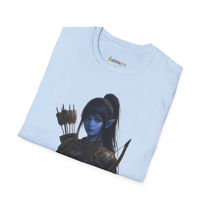 Camiseta Rogue Archer — Camiseta gráfica de arqueira elfa azul de fantasia