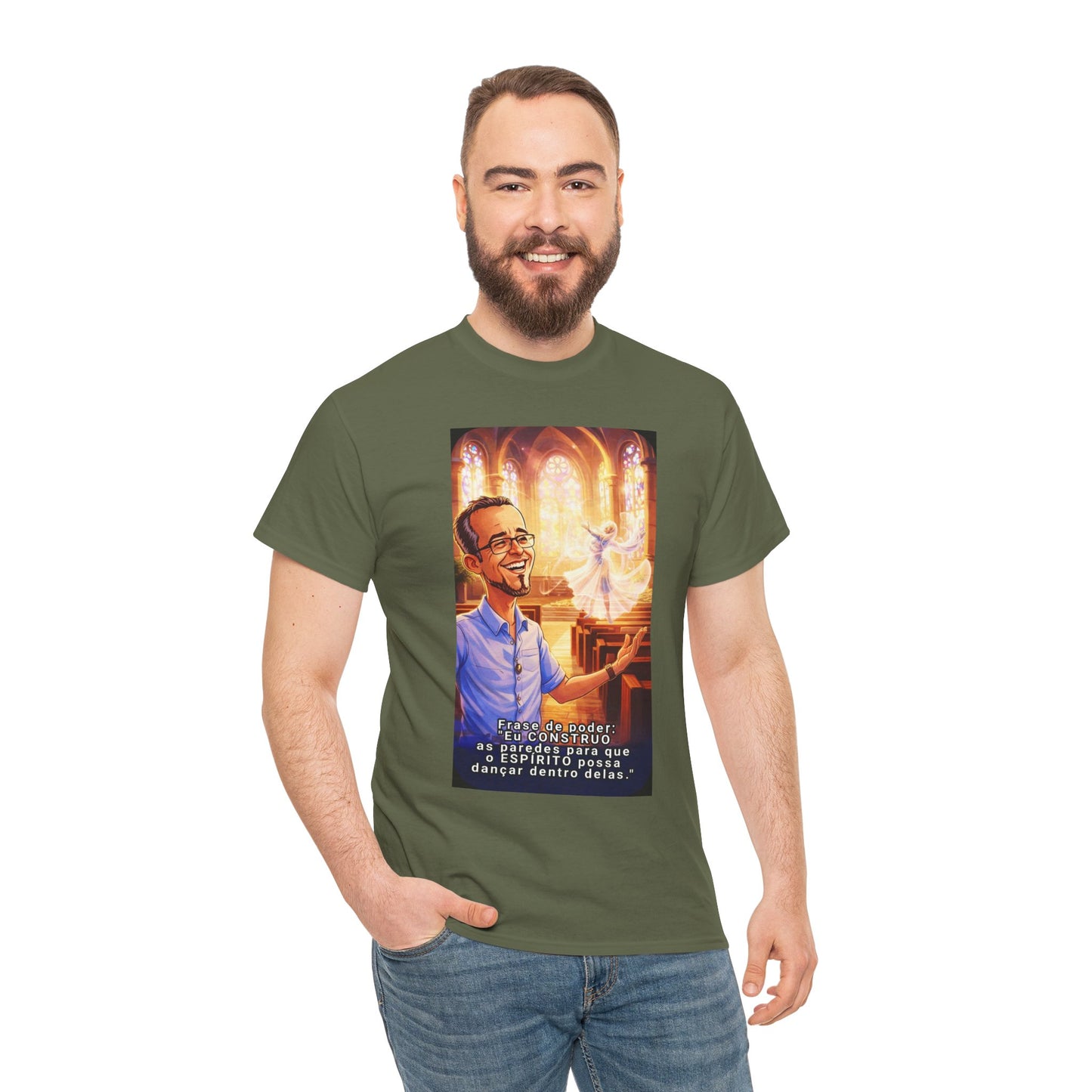 Camiseta Azimur com Frase de poder "Eu construo as paredes para que o Espírito possa dançar dentro delas."
 – Algodão Premium
