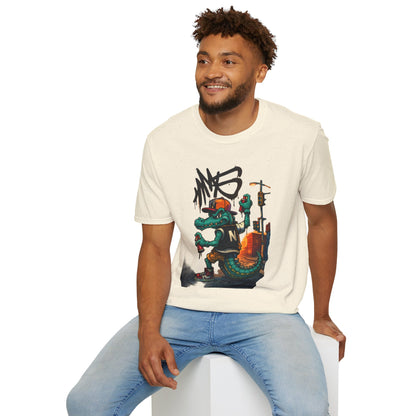 Camiseta Crocodilo Urbano Street Art – Algodão Ring Spun Leve
