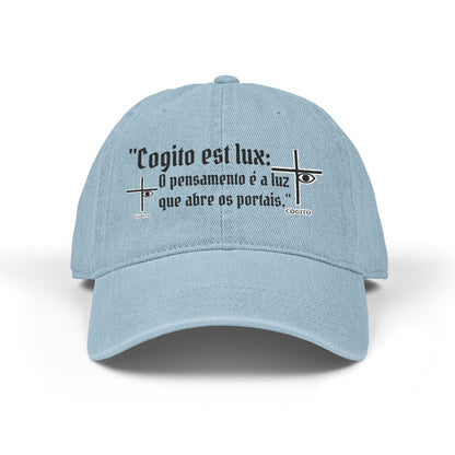 Boné Denim Frase Latina — Fé & Memória | OTTO Cap 18-204