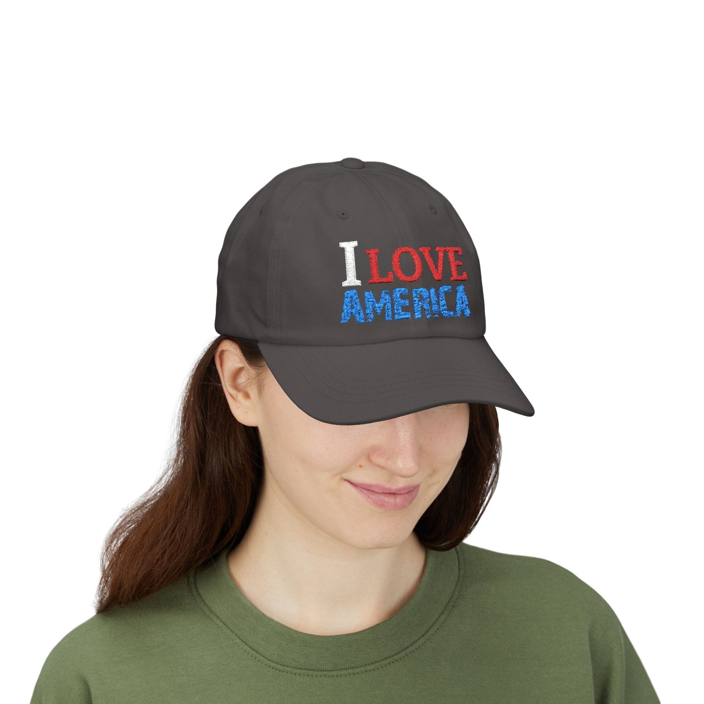 Boné Dad Hat Bordado Love 'Merica | Algodão Premium Ajustável